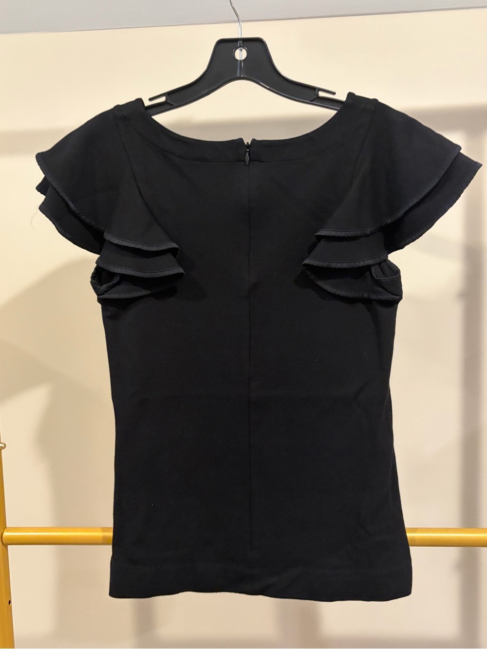 French Connection Black Ruffle Sleeve Top - Picture 2 of 4